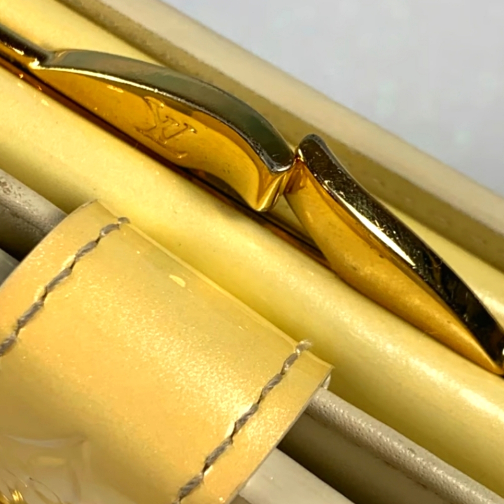 Louis Vuitton Vernis LEATHER Monogram Gold/Yellow C.O. Tiny ink marks GUC - Picture 11 of 13